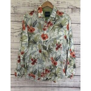 Tommy Bahama Men's Linen Shirt Floral Hibiscus M Copyrighted Print Long Sleeve